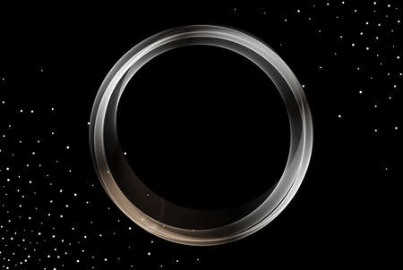 Round transparent silver vector wave on black backgroundのイラスト素材