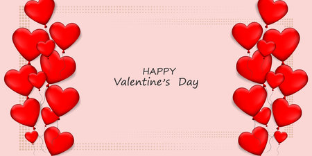 Abstract background with balloons, postcard, Valentine s Day poster, template for poster, flyer, banner, background.のイラスト素材