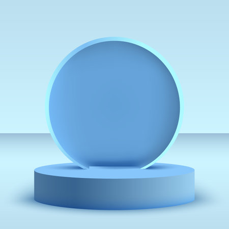Blue tone realistic stage, vector podium, pedestal, design elementのイラスト素材