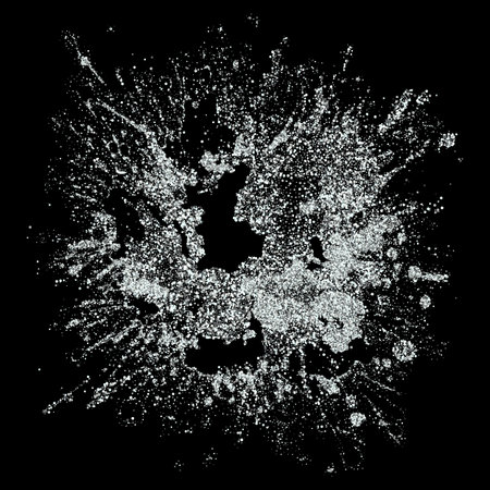 Explosion of confetti, silver dust particles. Sparkling shiny texture effect, design elements.