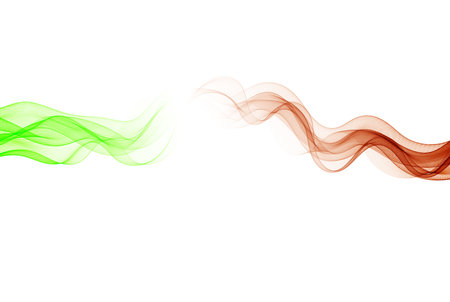 Red green wave lines on a white background, horizontal transparent waveのイラスト素材