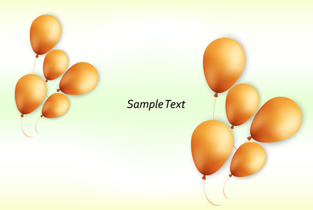 Balloons on a light yellow background, a group of yellow flying balloons. Decorative 3D element for party invitation designのイラスト素材