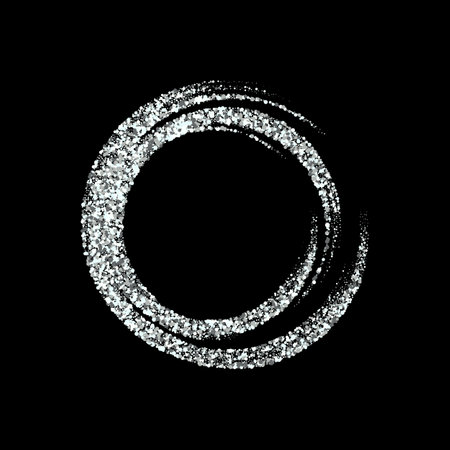 Silver dust frame on black background, design elementのイラスト素材