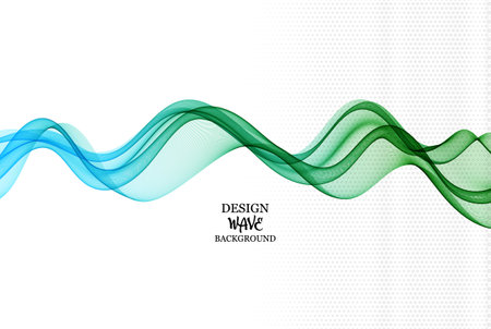 Blue green abstract wave on white background, transparent smooth wave designのイラスト素材