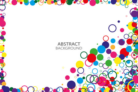 Abstract geometric background of colorful circles, rainbow circles on white backgroundのイラスト素材