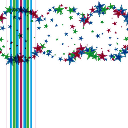 Abstract background with colored stars and straight lines, background design for your textのイラスト素材