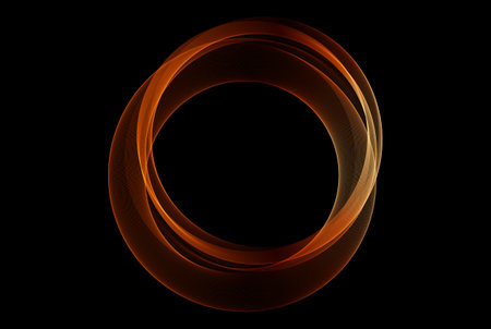 Golden lines frame of smooth transparent waves on black backgroundのイラスト素材