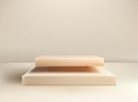 Light orange square podium, realistic scene on abstract backgroundのイラスト素材
