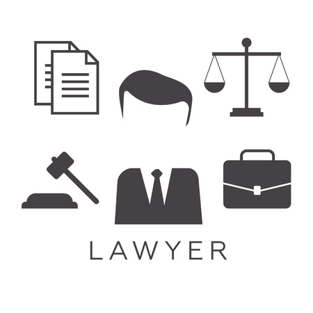 Lawyer concept. Lawyer icons in flat style. Lawyer sign and symbol . Lawyer set illustrationのイラスト素材