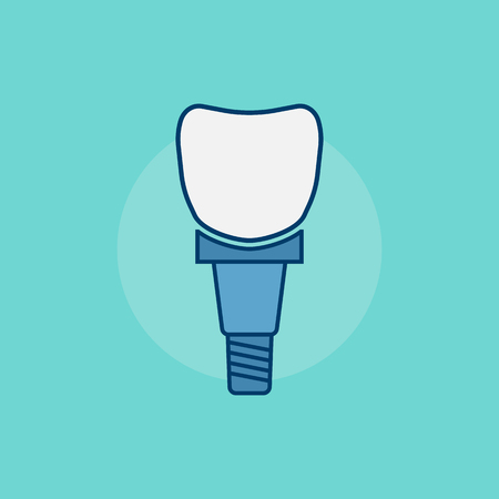 Tooth implant sign. Tooth implant symbol. Tooth implant in flat style. Tooth implant isolated on light background. Tooth implant iconのイラスト素材