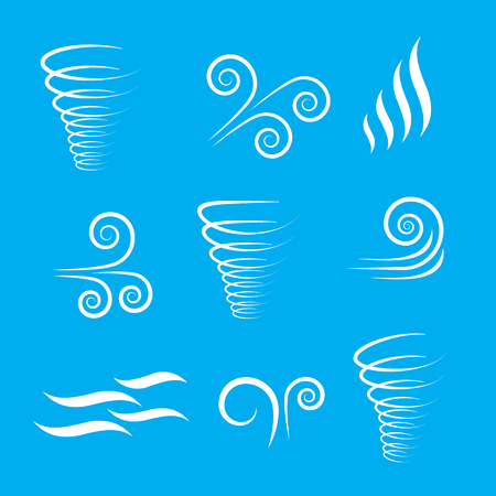Wind icons nature, wave flowing, cool weather, climate and motionのイラスト素材