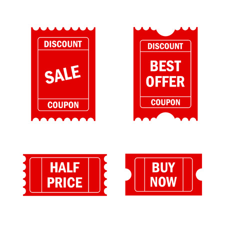 Sale tickets vector collection. Coupon and buy, tag and price, label paperのイラスト素材