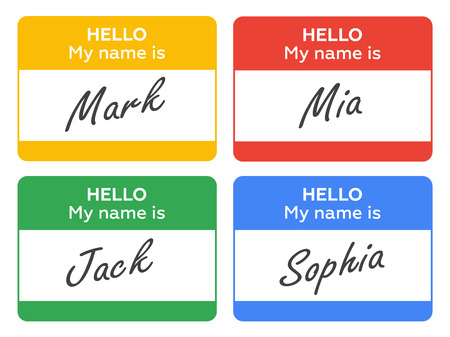 Hello My Name Is... Introduction cards, labels and badges set.  vector illustrationのイラスト素材