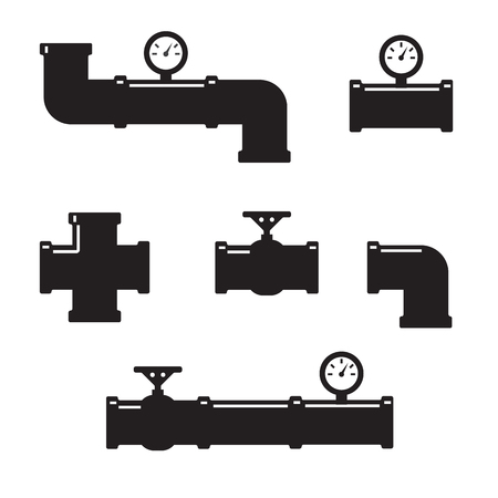 Set of black details pipesのイラスト素材