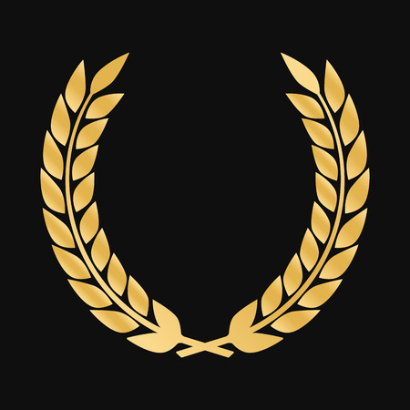 Vector gold award laurel wreath. Winner label, leaf symbol victoryのイラスト素材