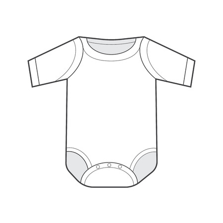 Baby bodysuit flat sketch templateのイラスト素材