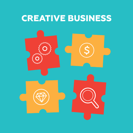 Creative business concept background. Solution and success, strategy and puzzle designのイラスト素材