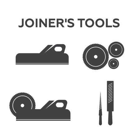 A set of emblems of joiner's toolsのイラスト素材