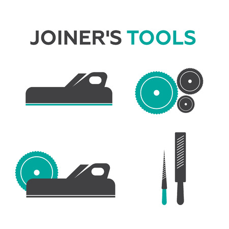 A set of emblems of joiner's toolsのイラスト素材