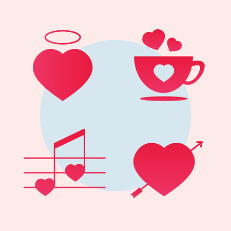 Heart icon. Heart vintage concept. Heart in flat style. Heart symbol and signのイラスト素材