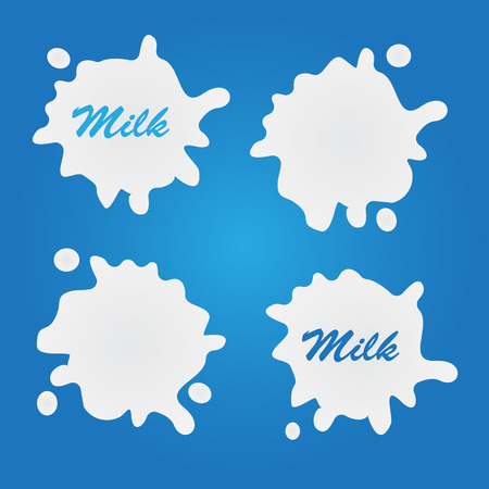Milk, yogurt or cream splash blot vector setのイラスト素材
