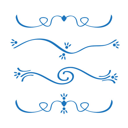 Collection of vector calligraphic lines ornaments or dividers . Retro styleのイラスト素材