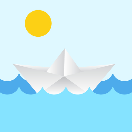Paper boat, vector illustrationのイラスト素材