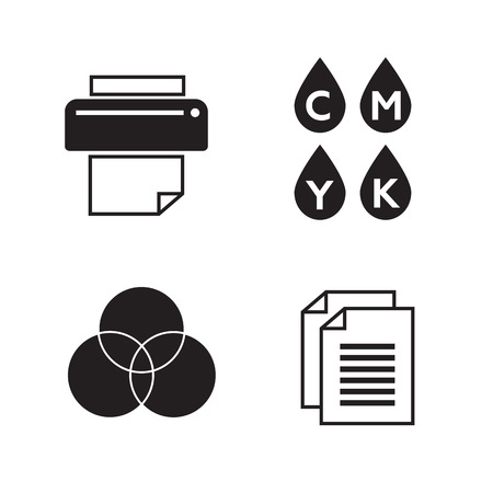 Vector set of printing icons. Palette and printerのイラスト素材