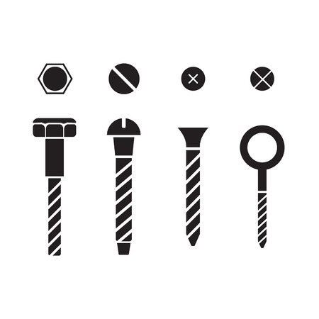 Screws, nuts and rivets icons setのイラスト素材