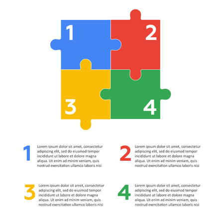 Six vector jigsaw puzzle piecesのイラスト素材