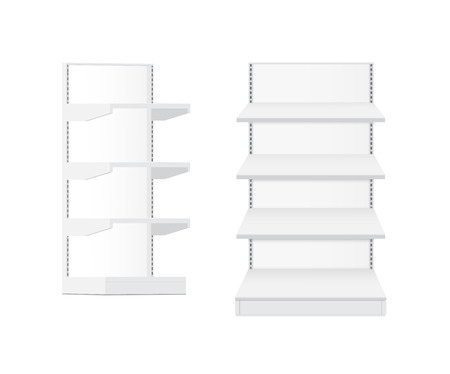 White empty supermarket retail store shelves isolated vector illustrationのイラスト素材