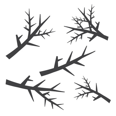 Tree branches silhouettes set in hand drawn styleのイラスト素材