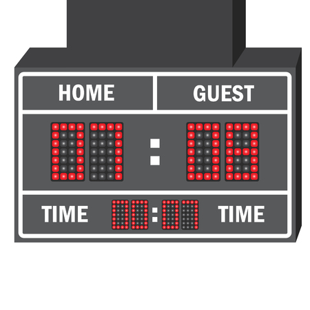 Ilustración de Vector illustration of a LED hockey scoreboard with fully editable data and space for user info - Imagen libre de derechos