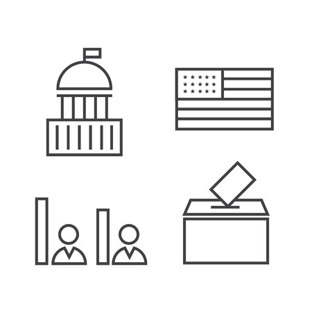 Voting and elections linear iconsのイラスト素材