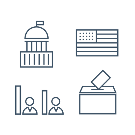 Voting and elections linear iconsのイラスト素材