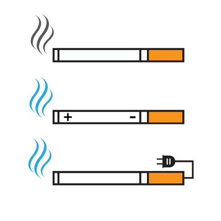 Cigarette and electronic cigarette icons vector setのイラスト素材