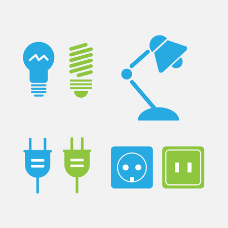 Lamp and bulbs black vector icons setのイラスト素材