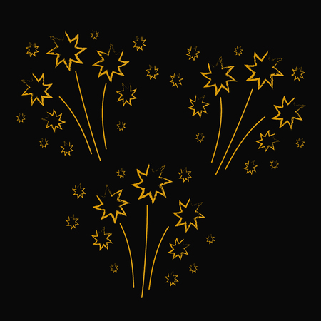 Set of hand drawn fireworksのイラスト素材