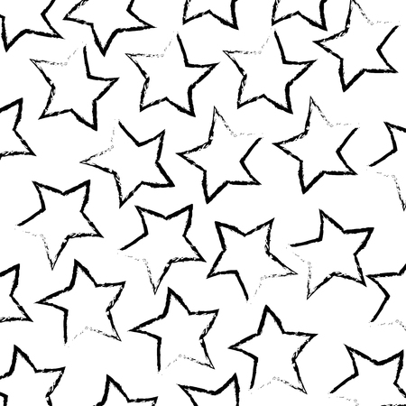 Vector illustration of hand-drawn doodle seamless pattern with stars.のイラスト素材