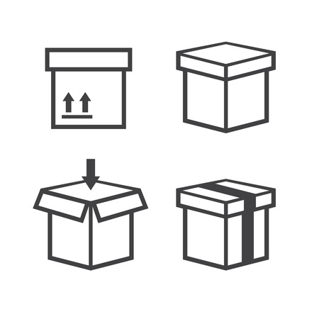 Line box vector icons. Box icon, package box, container linear box, packaging and deliveryのイラスト素材