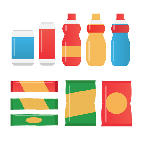 Fast food snacks and drinks flat vector iconsのイラスト素材