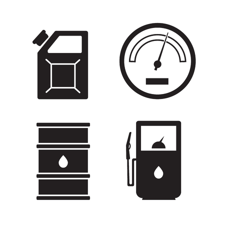 Gas station vector icons set. Gas icon, car and oil iconのイラスト素材