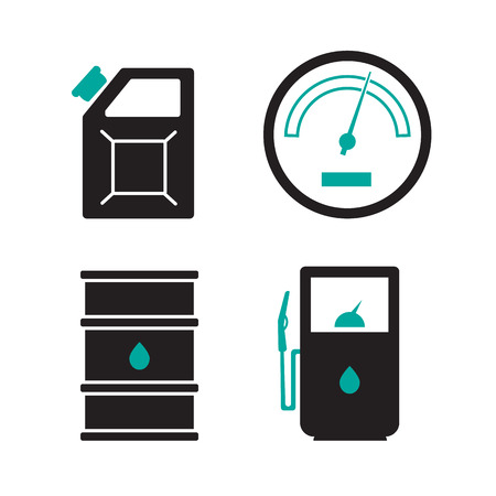 Gas station vector icons set. Gas icon, car and oil iconのイラスト素材