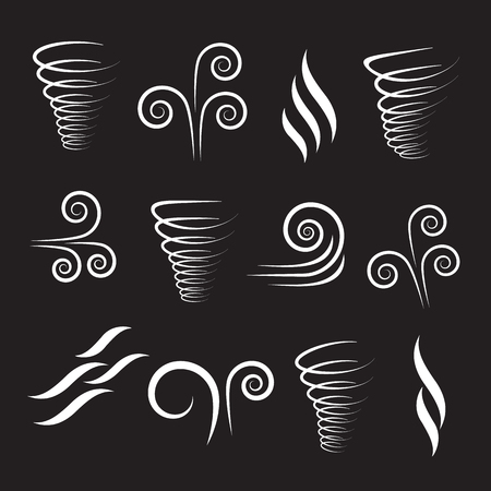 Wind icons nature, wave flowing, cool weatherのイラスト素材