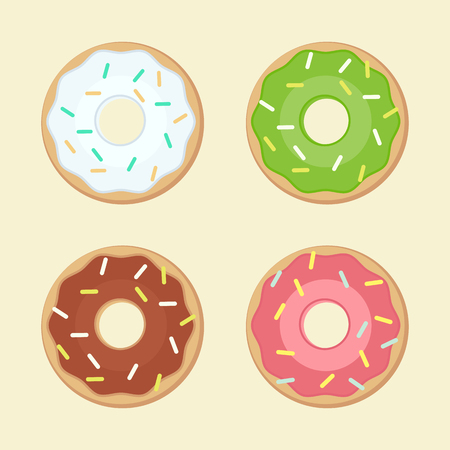 Multicolored donut vector illustration sweet donuts vector setのイラスト素材