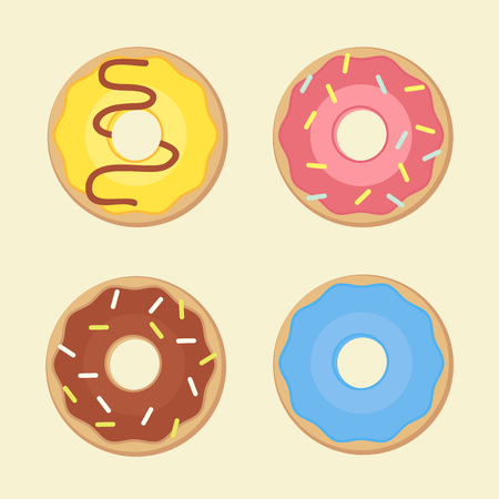 Donuts vector food, sweet delicious, sugar and chocolate vector illustrationのイラスト素材