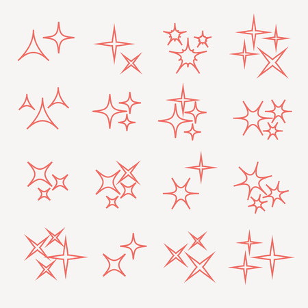 Sparkles, starbursts and fireworks. linear icons vectorのイラスト素材