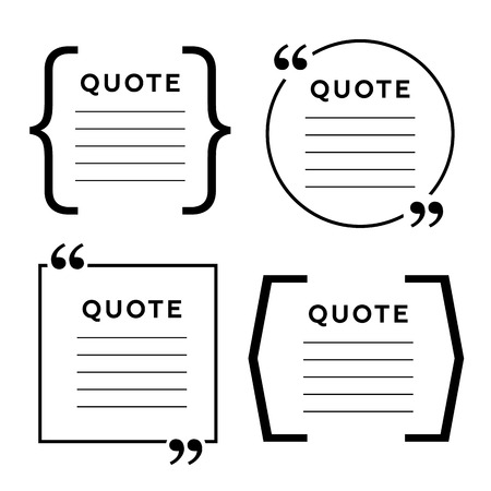 Quote blank template. Quote bubble. Empty template. Circle business card template, paper sheet, information, text. Print designのイラスト素材