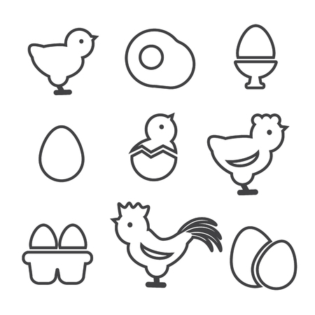Egg icons. Egg food, breakfast egg, animal egg chicken vectorのイラスト素材