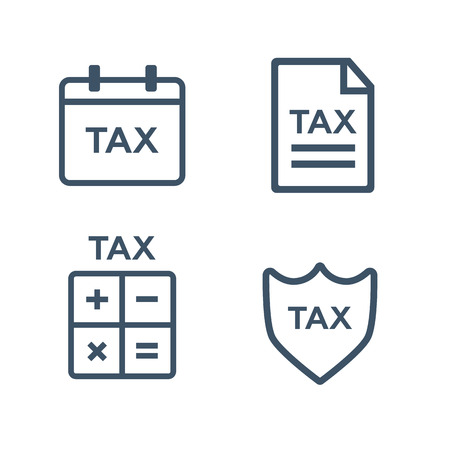 Line tax icons. Tax money, finance tax business, document tax. Vector illustrationのイラスト素材